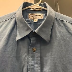 Blue Burberrys Button Down Linen Blend VTG Shirt